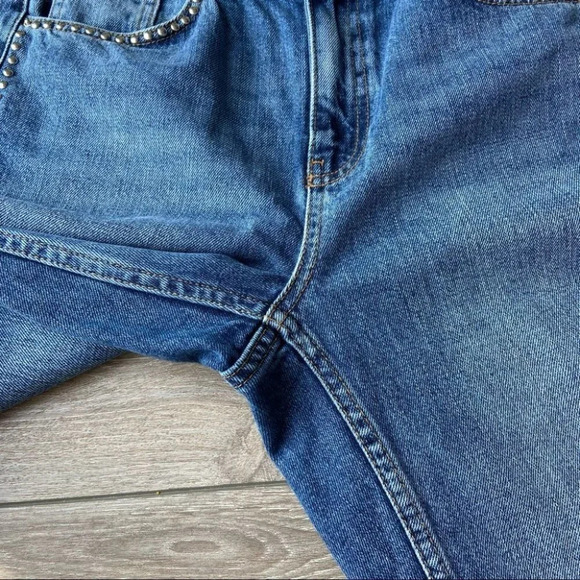 Topshop High Rise Moto Studded Mom Jeans - Picture 8 of 15